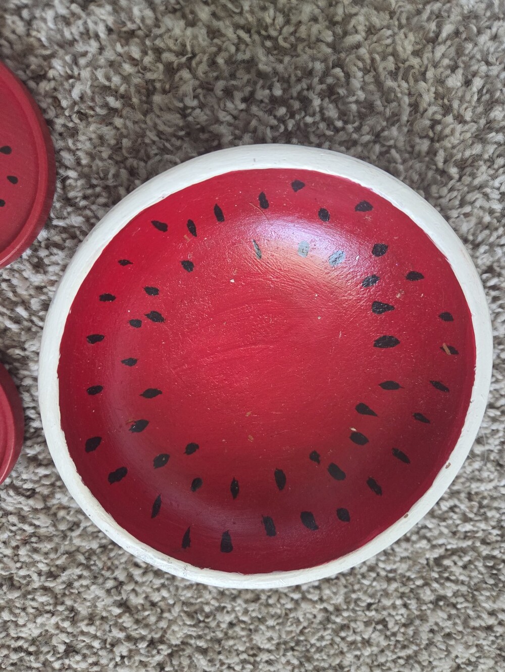 Watermelon-Themed Napkin Rings & Coasters Set in Red and Green - Picture 7 of 8
